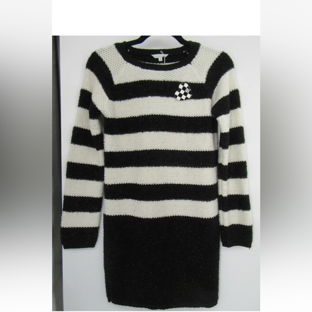 Little Marc Jacobs Girls Black/White Striped Long Sleeve Sweater Dress kids 12